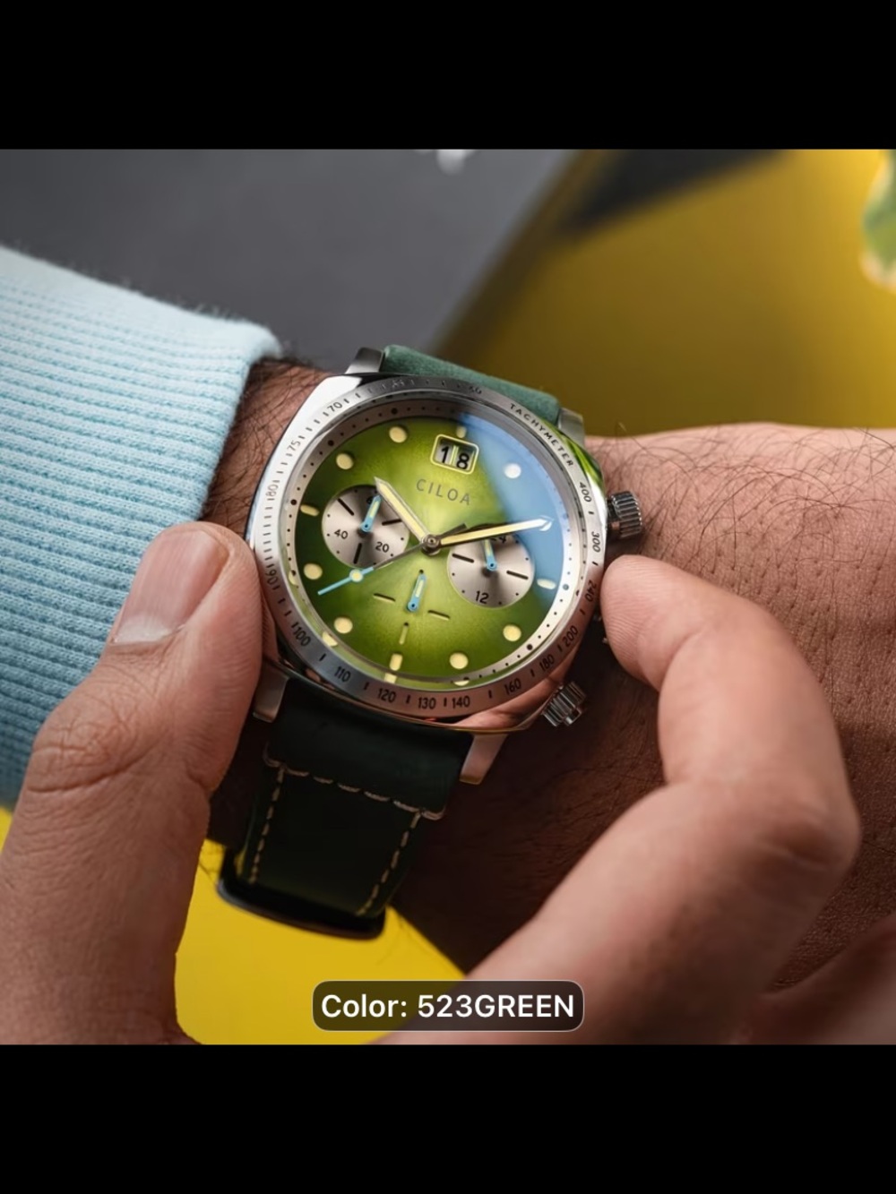 New Ciloa Chronograph Watch in Green